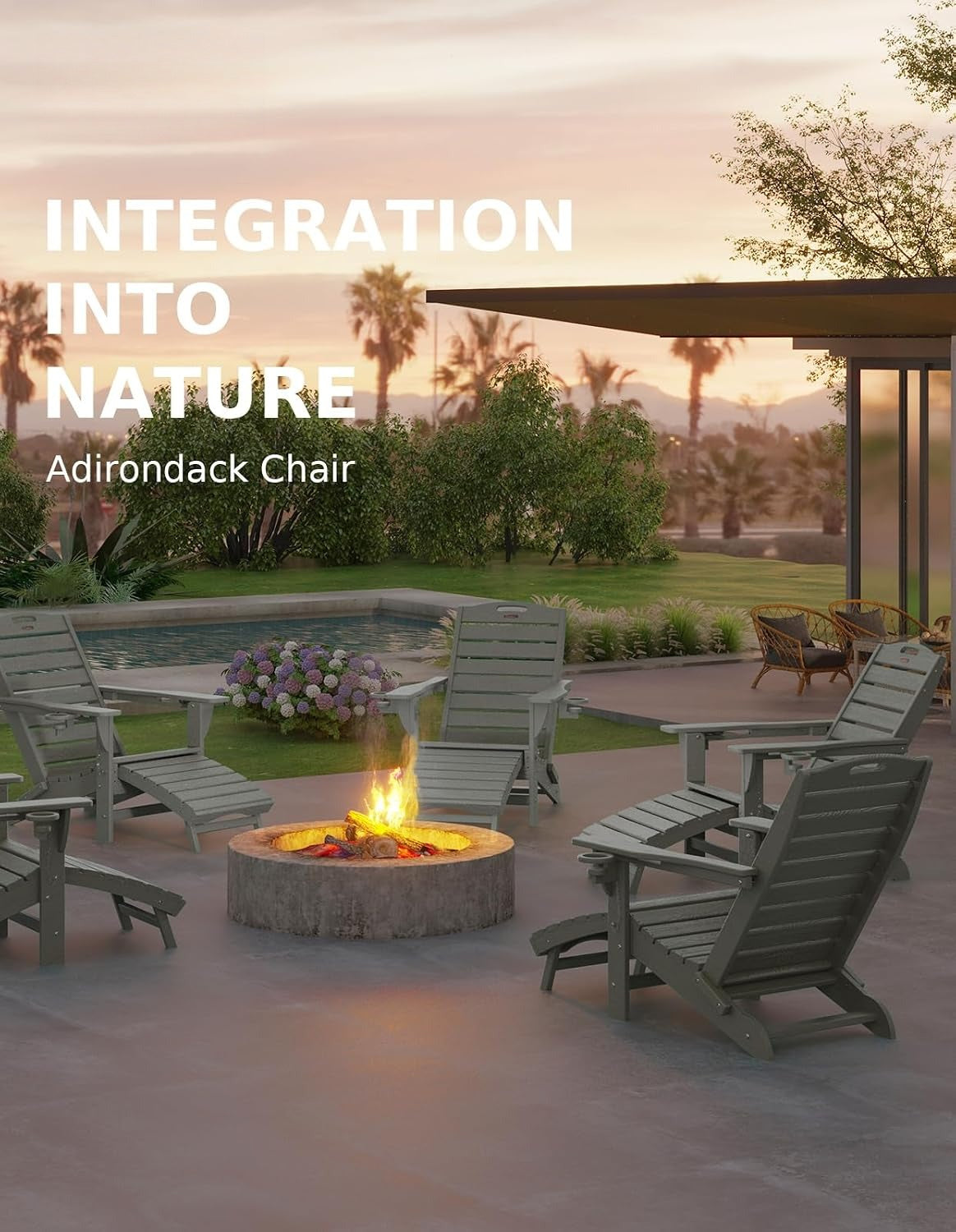 Folding Adirondack Chair with Ottoman