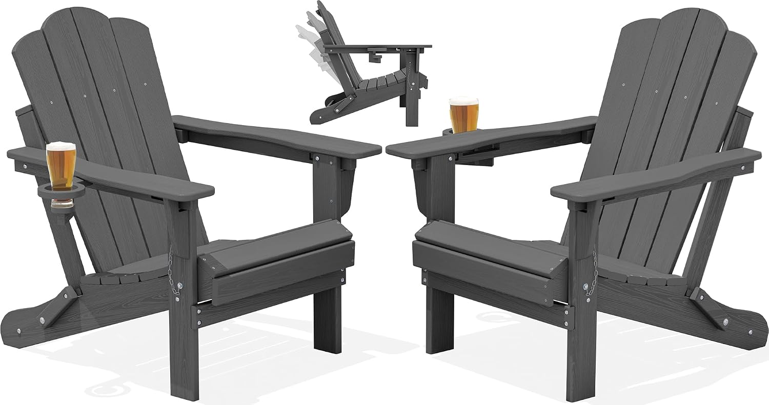 Adjustable Folding Adirondack Chairs Set of 2