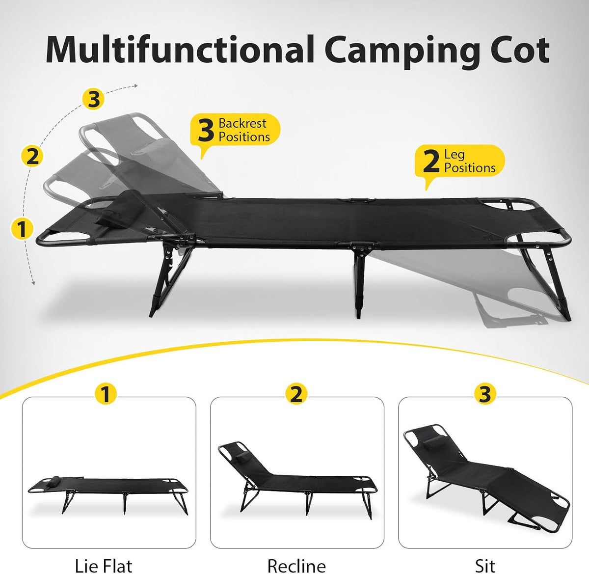 Portable Padded Camping Cot for Adults