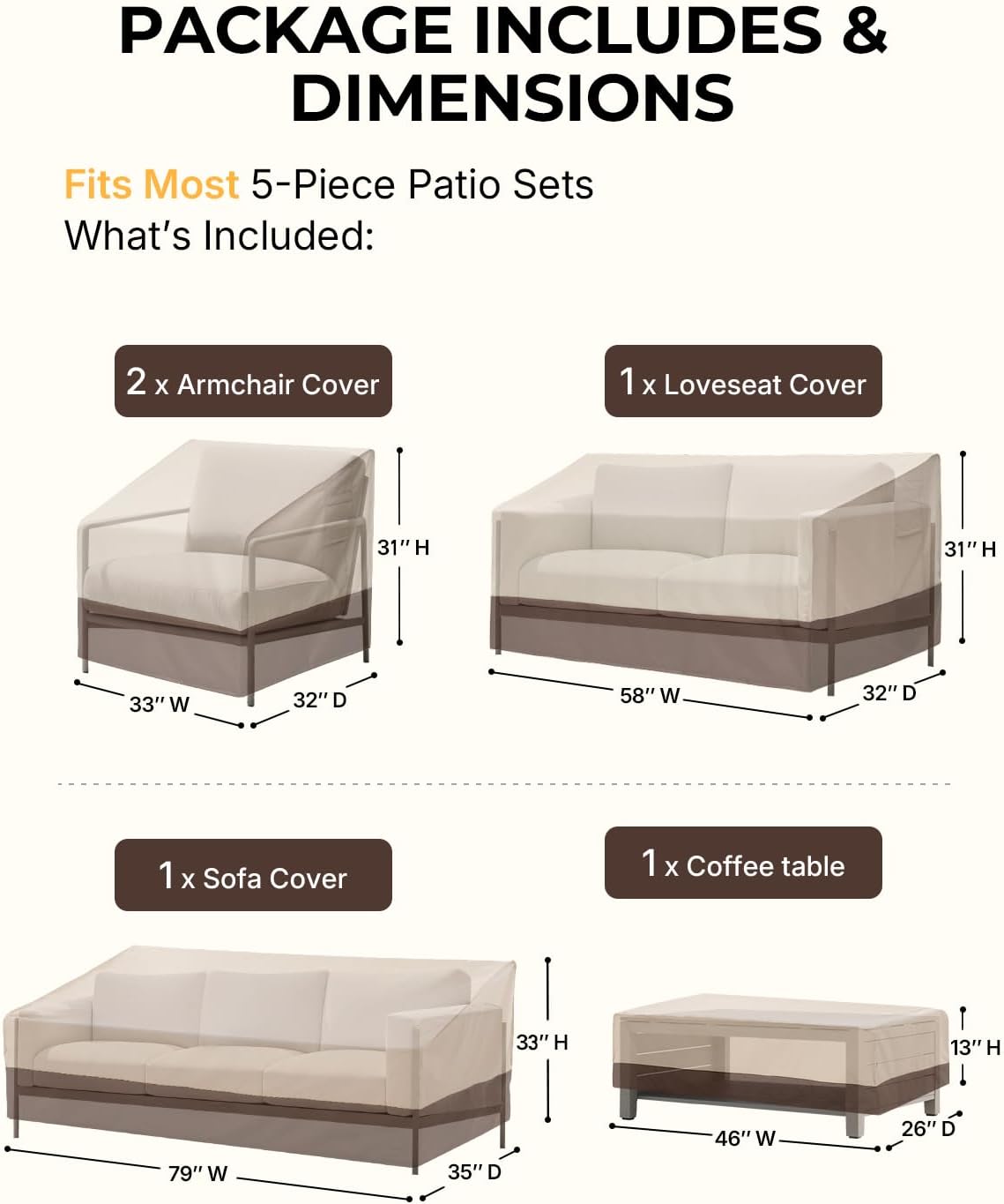 5-Piece Outdoor Furniture Covers