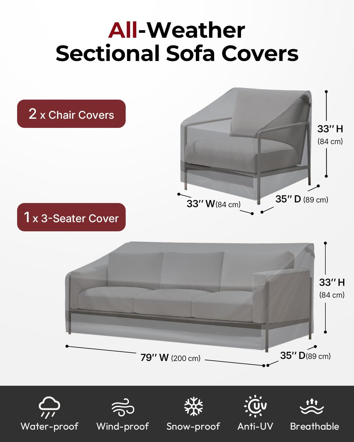 3-Piece Patio Chair Covers