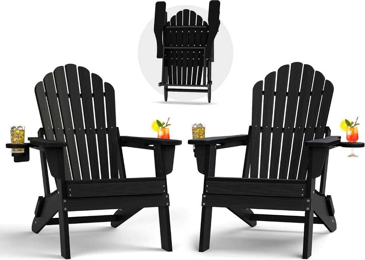 HDPE Folding Adirondack Chairs Set of 2