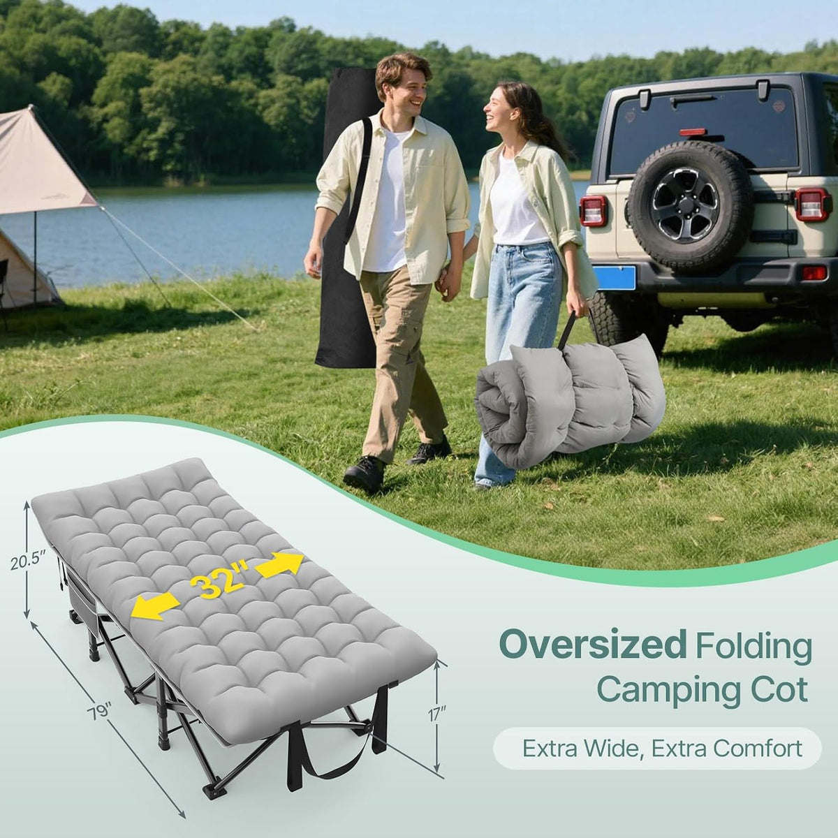 32" XXL Folding Camping Cot