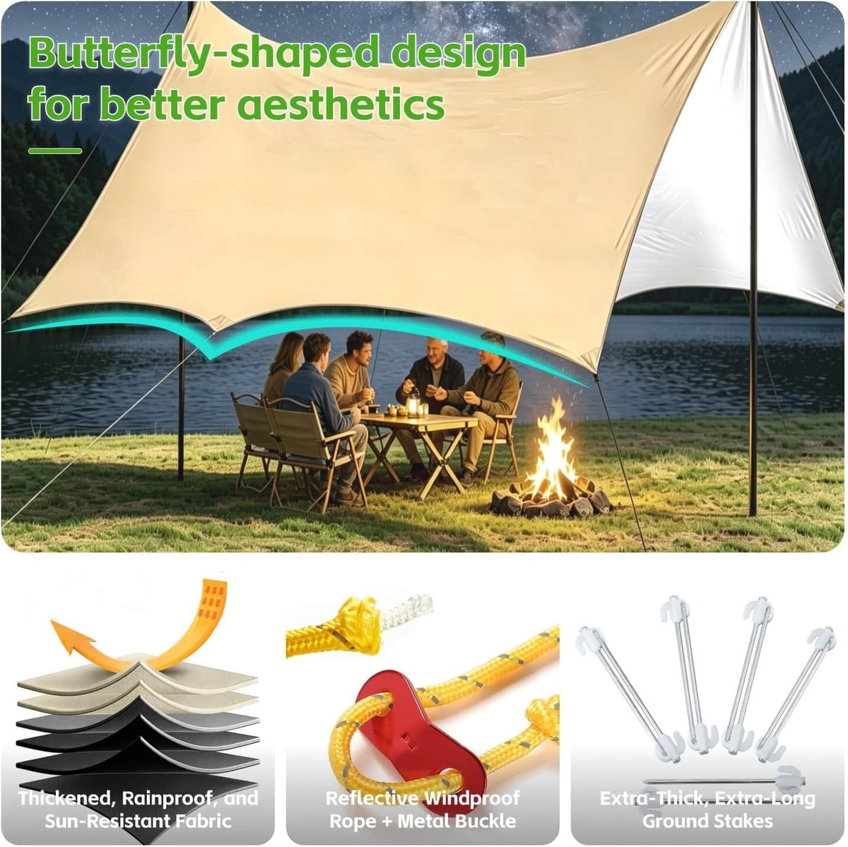 15×11FT Waterproof Camping Tarp