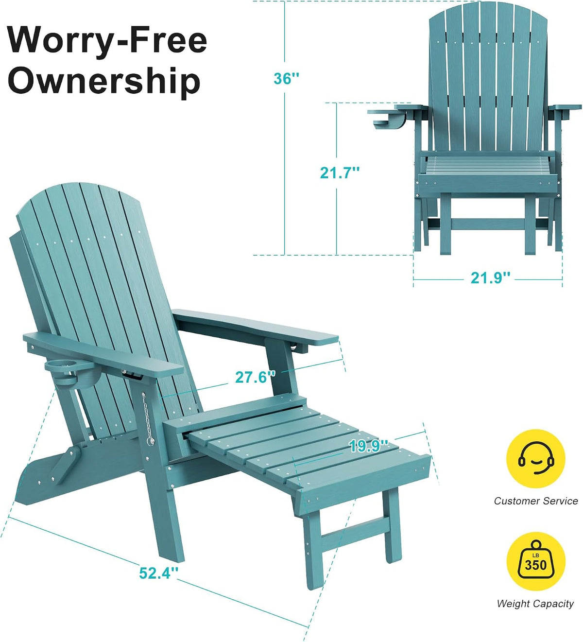 HDPE Adjustable Adirondack Chair Set of 2