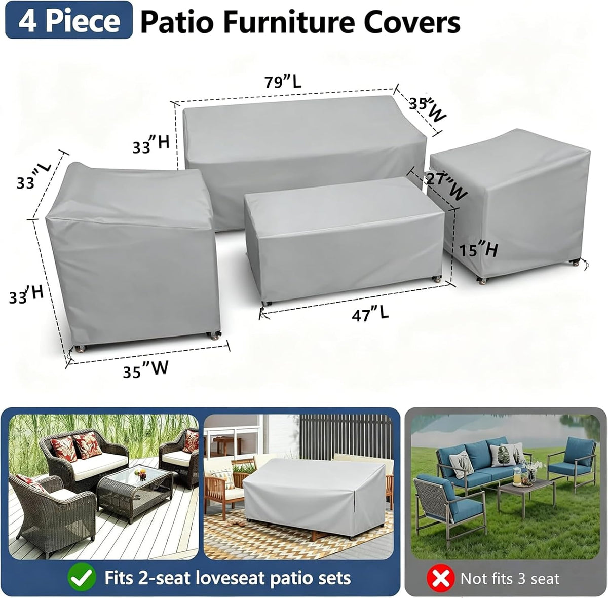 4-Piece Outdoor Furniture Covers