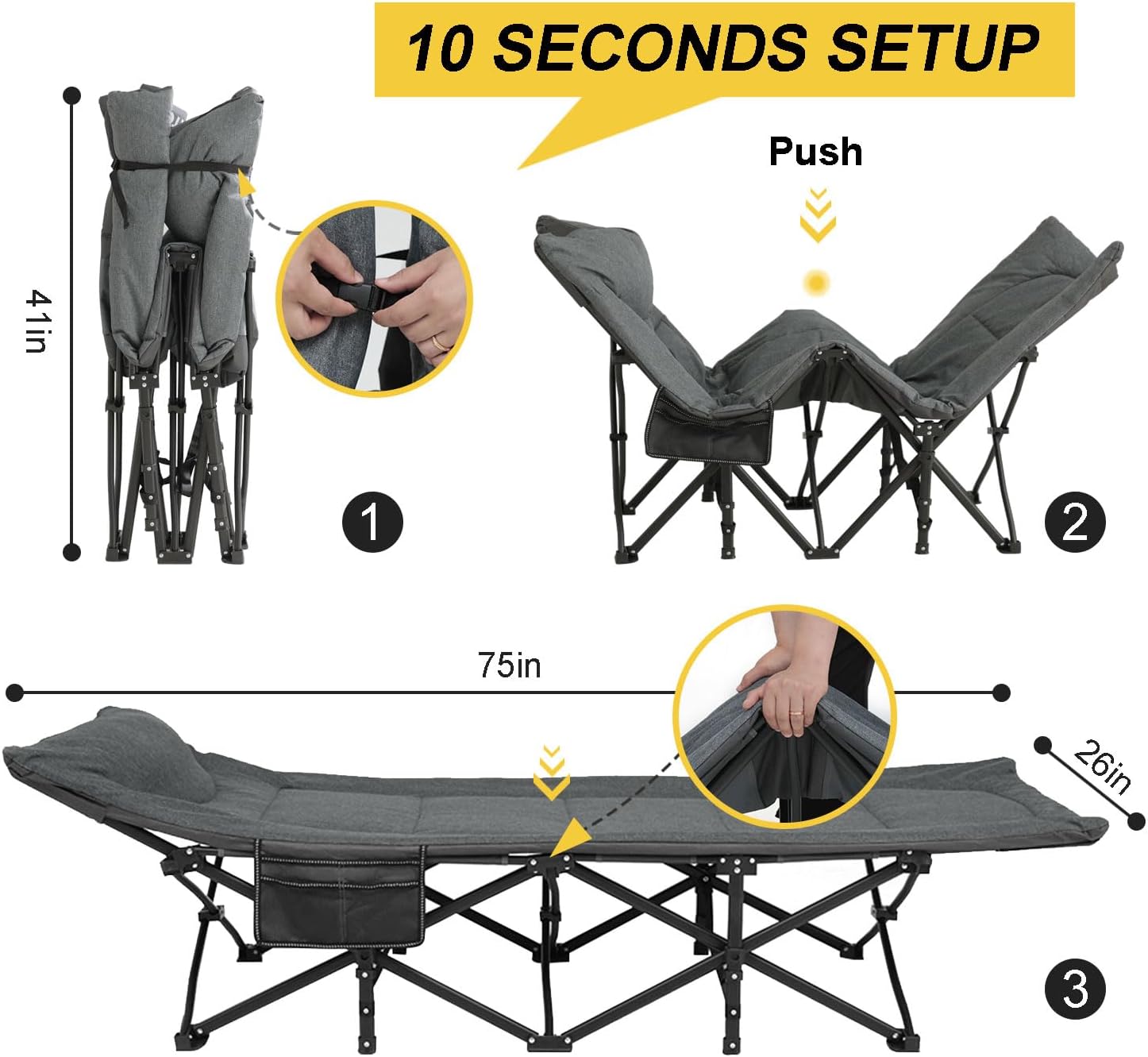 Padded Folding Camping Cot