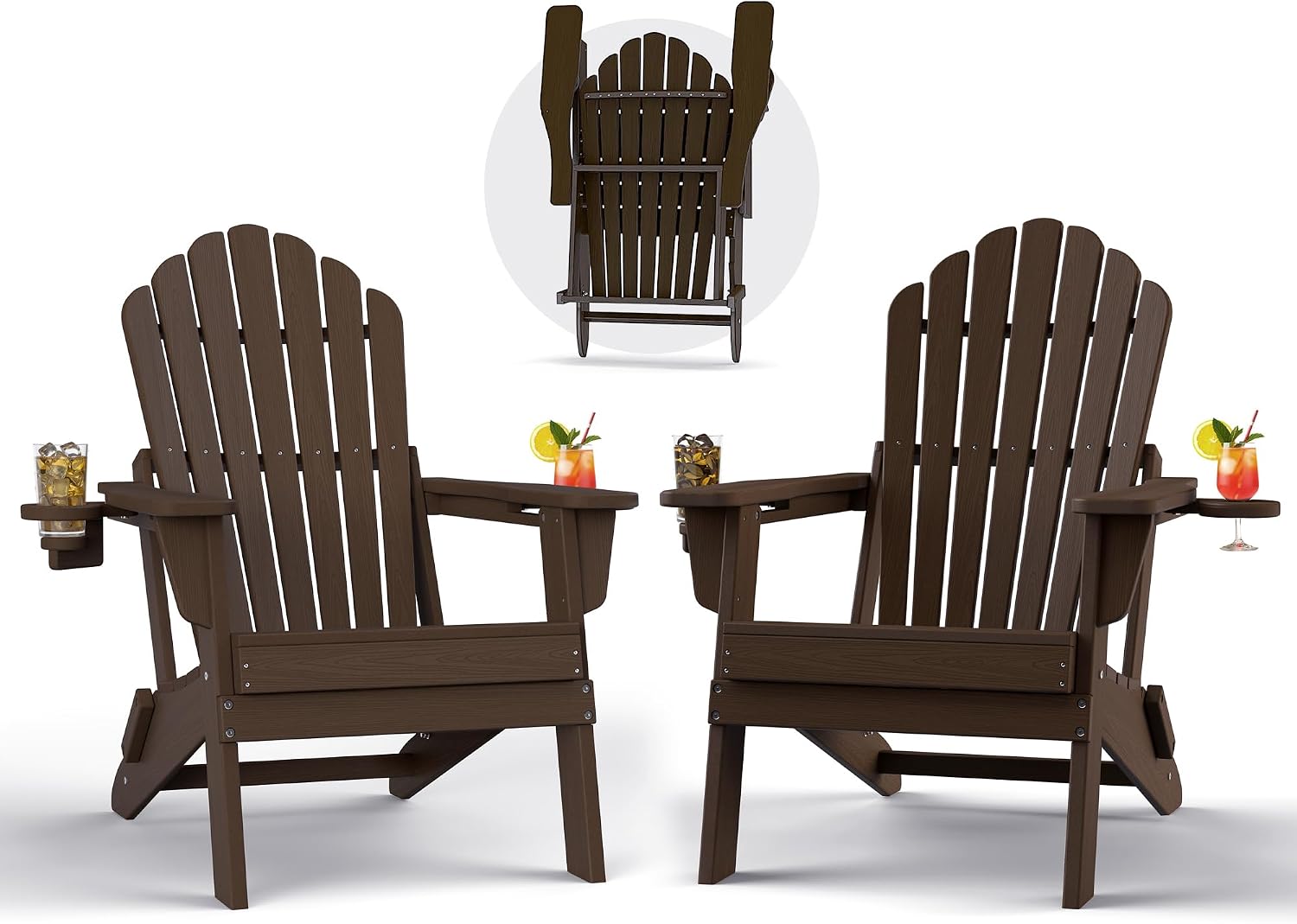 HDPE Folding Adirondack Chairs Set of 2