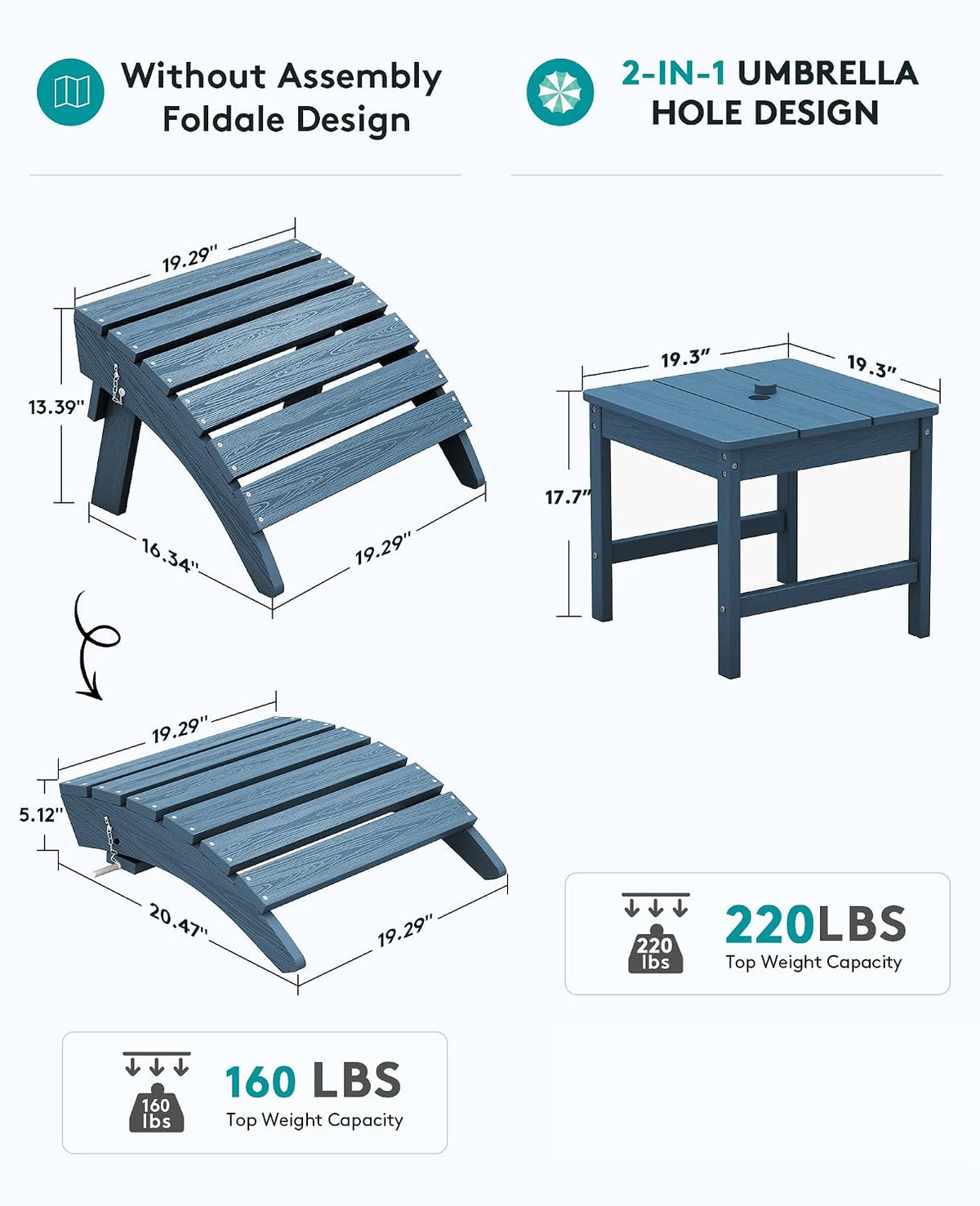 5-Piece Adirondack Patio Set