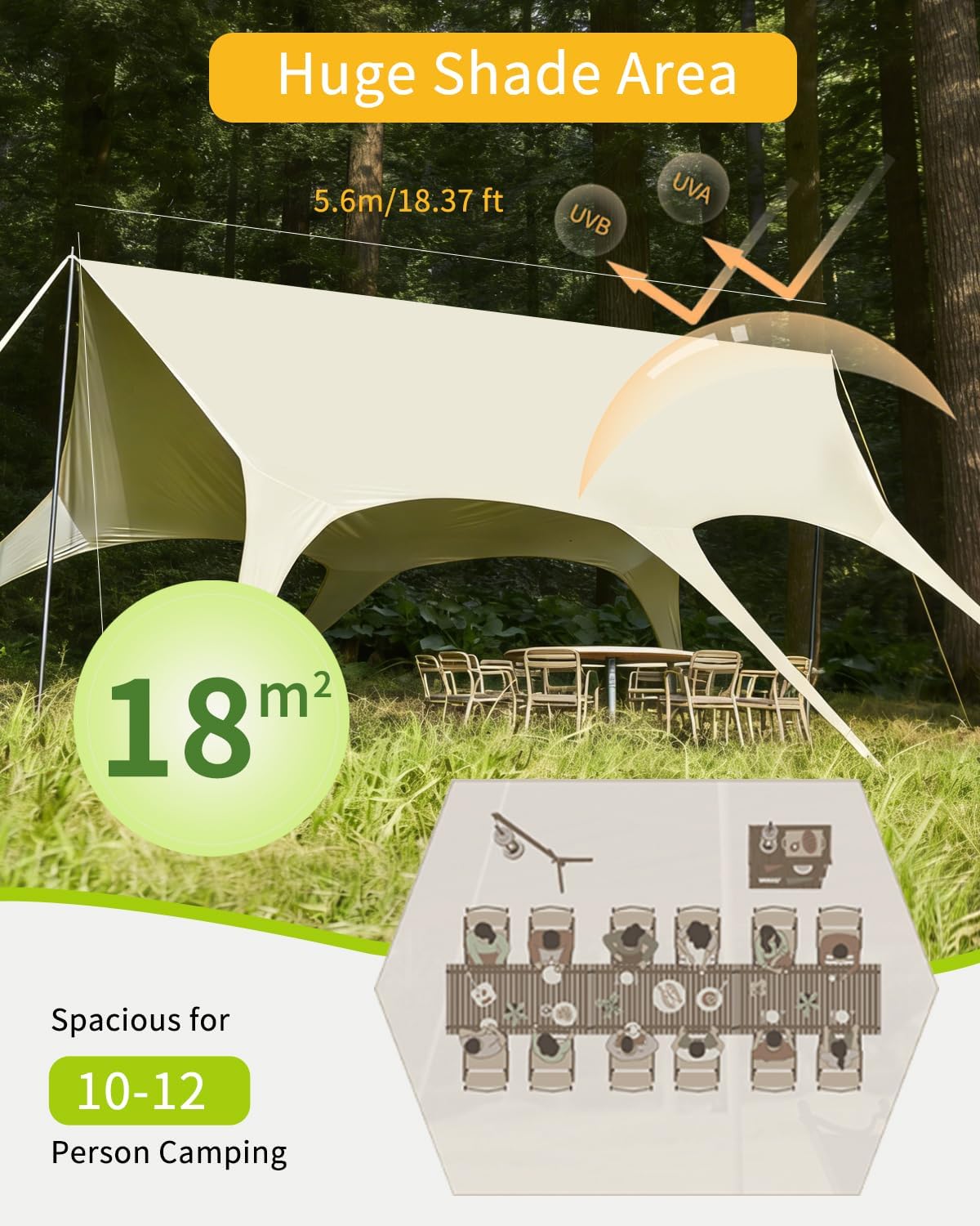 10x18FT Waterproof Camping Tarp Shelter