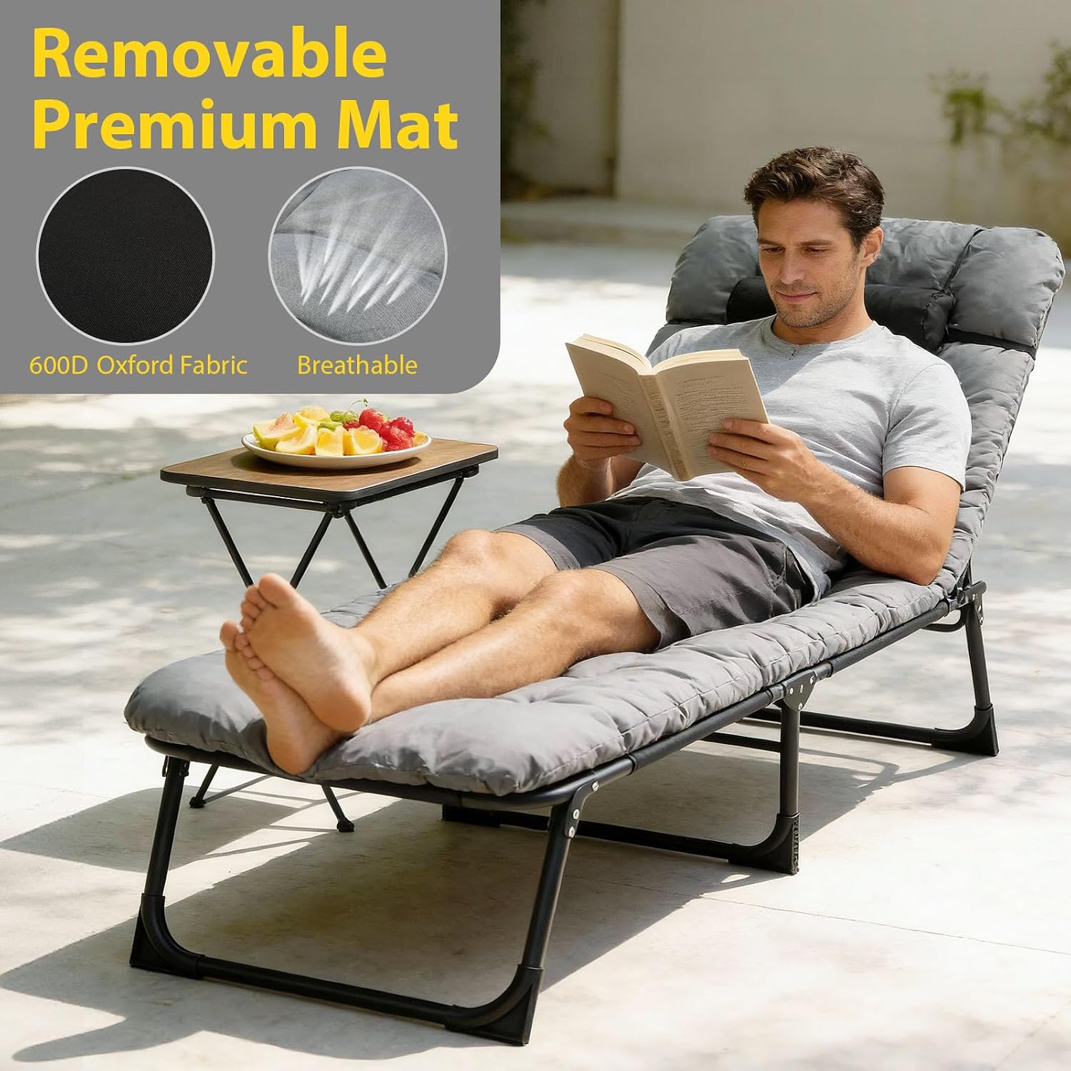 Portable Padded Camping Cot for Adults