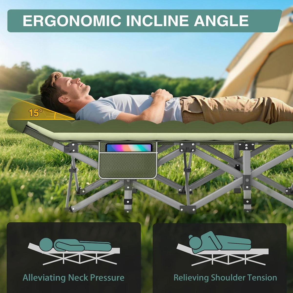 28" Heavy Duty Folding Camping Cot