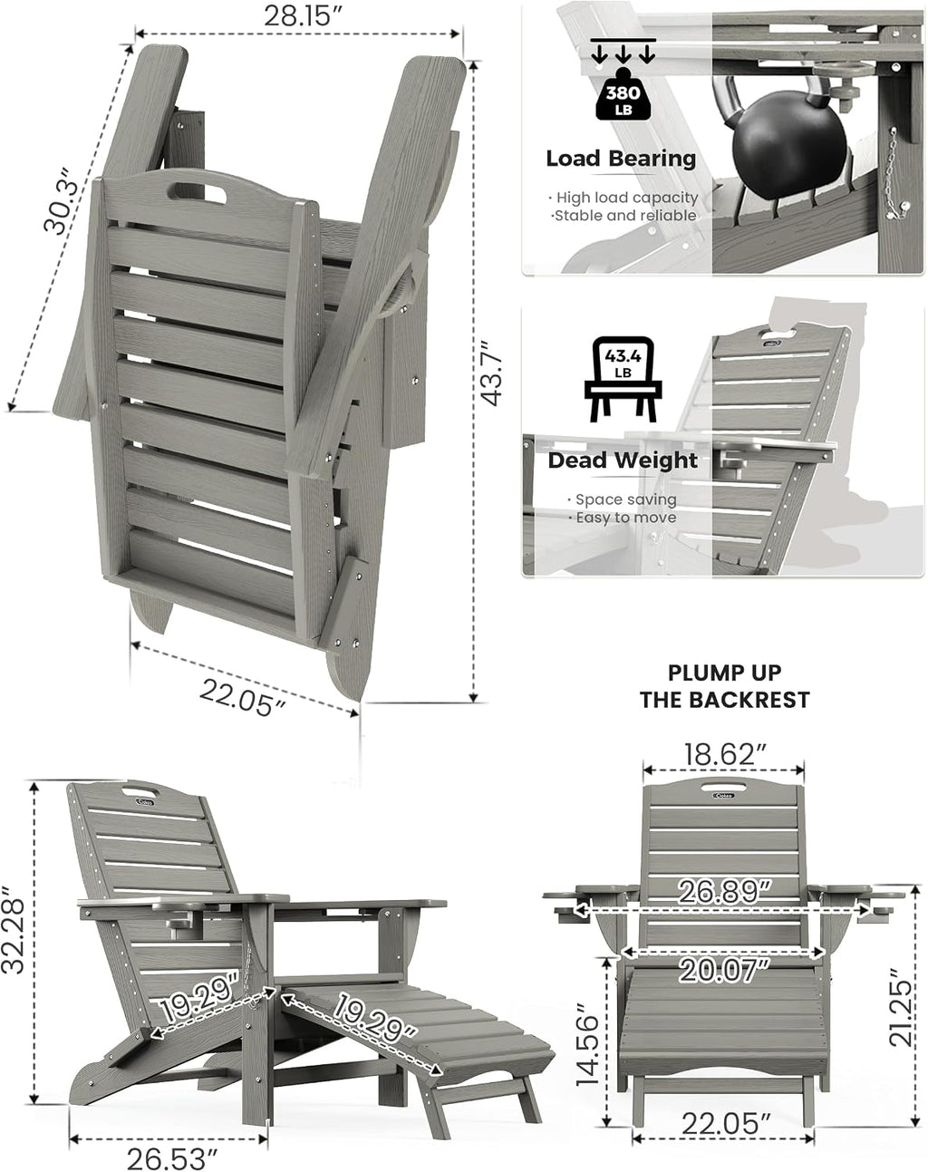 Folding Adirondack Chair with Ottoman