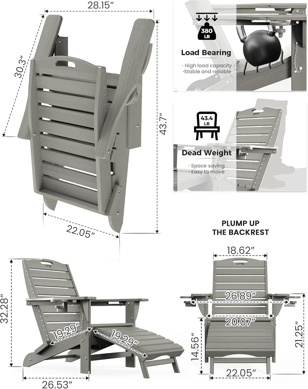 Folding Adirondack Chair with Ottoman