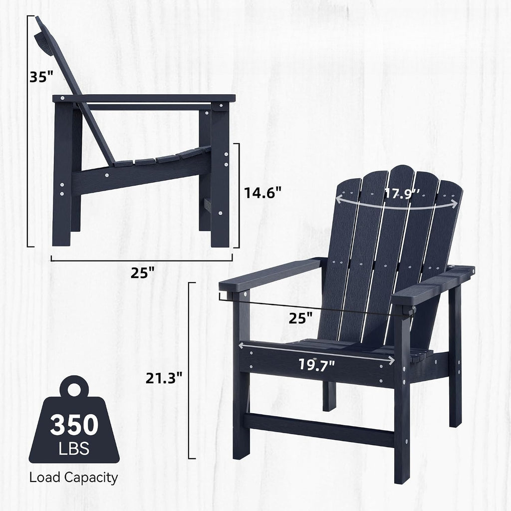 Stackable HDPE Adirondack Chairs Set of 2
