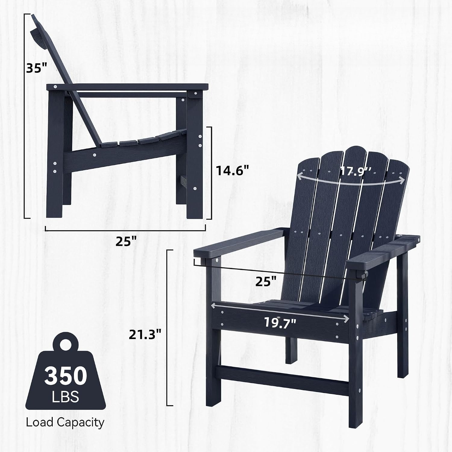Stackable HDPE Adirondack Chairs Set of 2