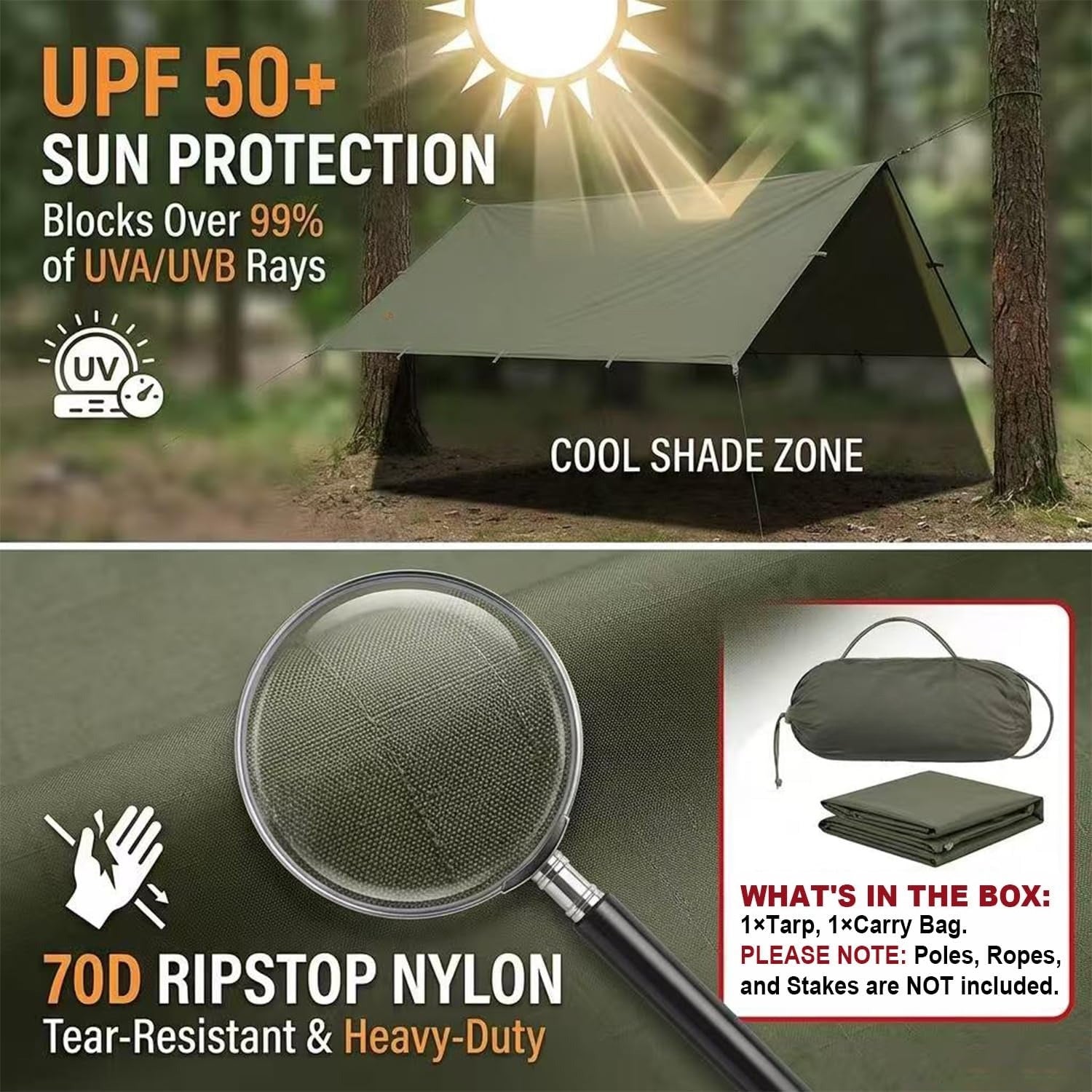 10x10FT Waterproof Camping Tarp